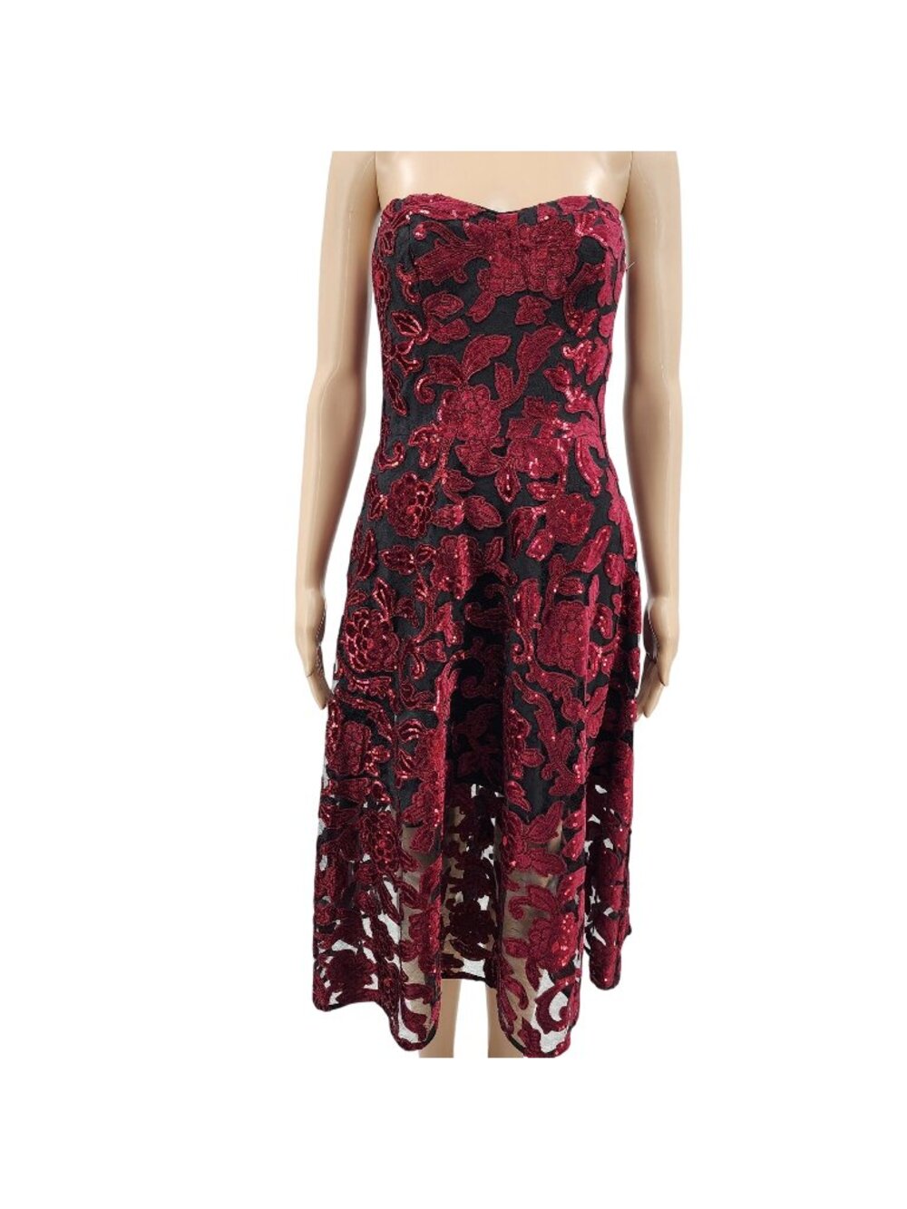Sequin Embroidered Strapless Midi Dress By Dress The Population  Small